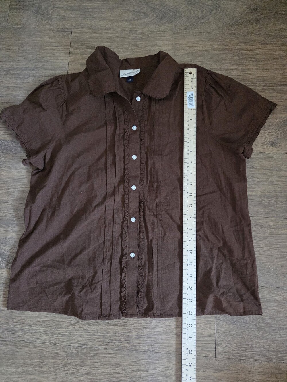 Universal Thread Brown Button-Up Ruffle-Front Blouse - Picture 2 of 6